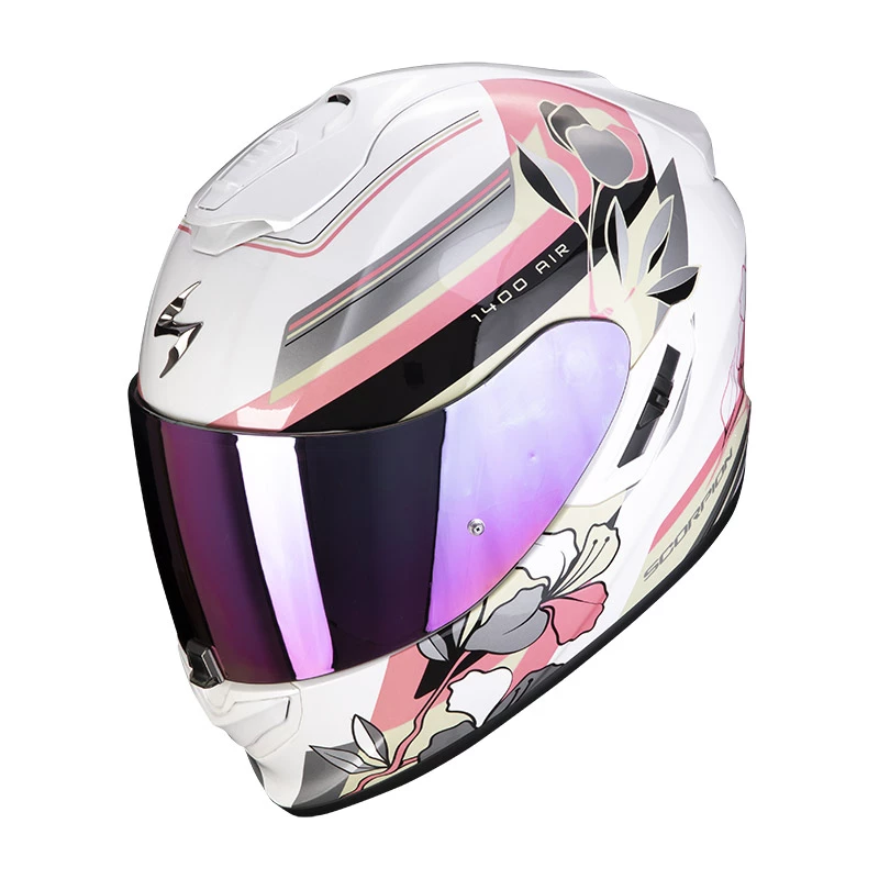Fibra Casco Scorpion Exo 1400 Air Gaia Bianco Rosa Verde 3 Fibra Casco Scorpion Exo 1400 Air Gaia Bianco Rosa Verde