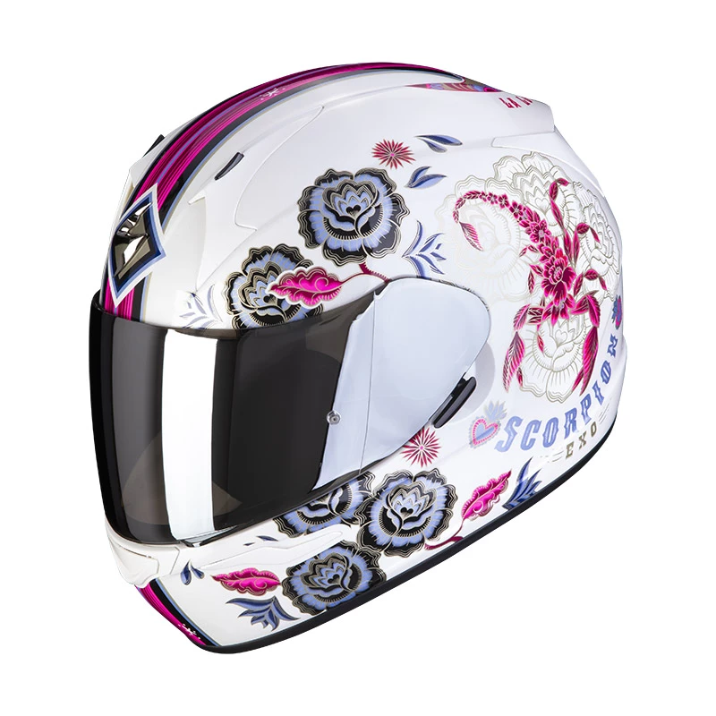 Policarbonato Casco Scorpion Exo 390 Chica 2 Bianco Rosa 3 Policarbonato Casco Scorpion Exo 390 Chica 2 Bianco Rosa