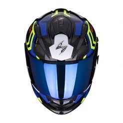 Policarbonato Casco Scorpion Exo 491 Spin Nero Blu Giallo Fluo -Negozio al dettaglio Scorpions scorpion exo491 spin blu 2