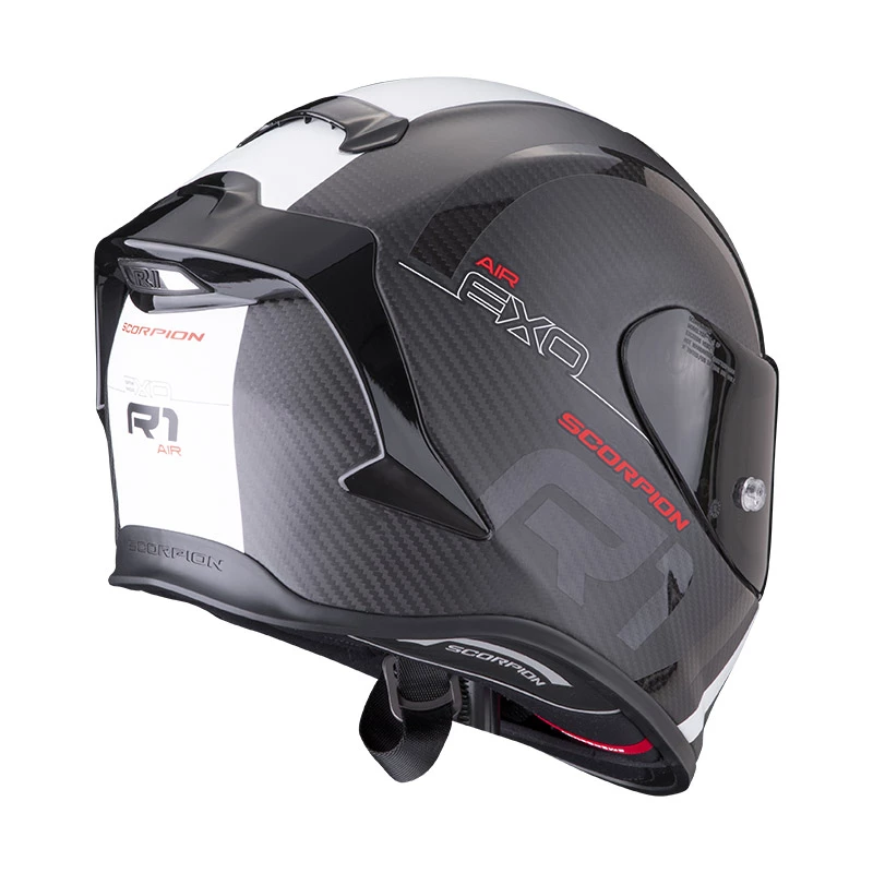 Fibra Casco Scorpion Exo R1 Carbon Air Mg Nero Bianco 5 Fibra Casco Scorpion Exo R1 Carbon Air Mg Nero Bianco - immagine 3