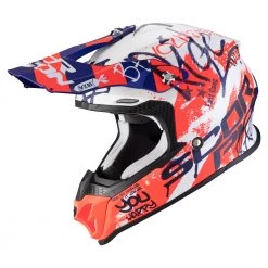 Policarbonato Scorpion Vx-16 Air Oratio Bianco Opaco Blu Rosso