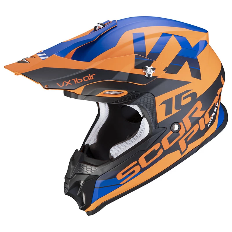 Policarbonato Casco Scorpion Vx-16 Air X Turn Arancio Blu 3 Policarbonato Casco Scorpion Vx-16 Air X Turn Arancio Blu