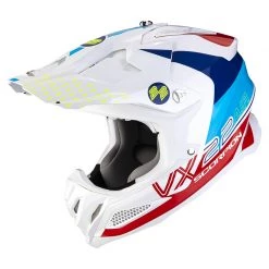 Fibra Casco Scorpion Vx-22 Air Ares Bianco Blu Rosso